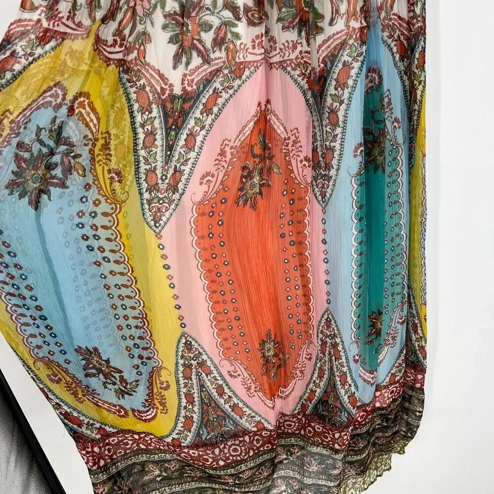 Anthropologie Dress Womens 8 Floral Maxi Rainbow Boho Virginia Peasant Romantic - Picture 4 of 11